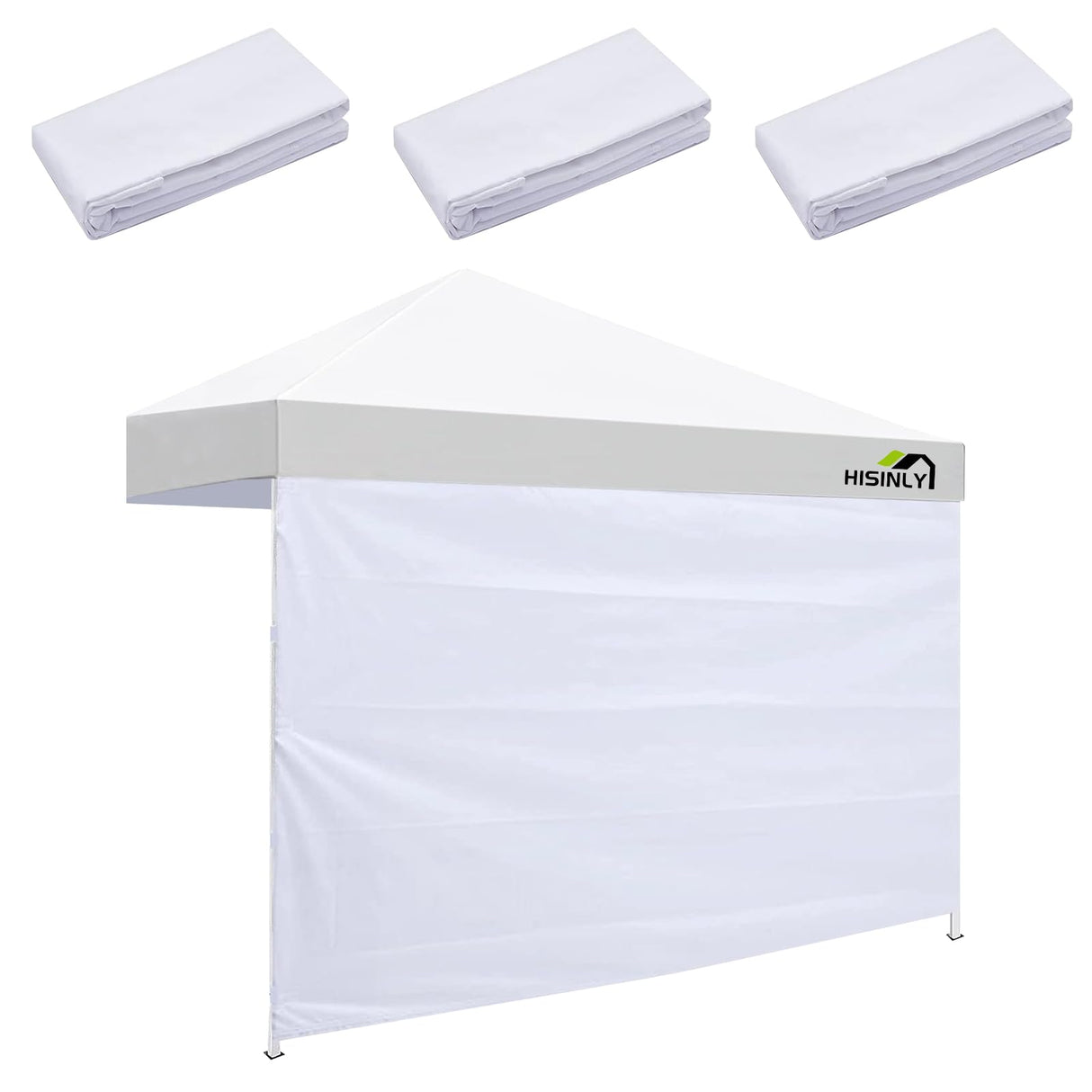 Hisinly Canopy Sidewalls 10 * 10 ft, 3PCS Sunwalls with 210D Oxford Cloth, UV Protection and Waterproof, Suits Pop-up Tent/Instant Canopy/Commercial Canopy, White (Sidewall Only) Hisinly