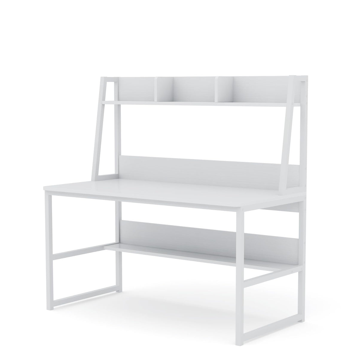 Tribesigns 47-Inch All White Computer Desk with Hutch and Bookshelf for Compact Home Office Spaces Tribesigns