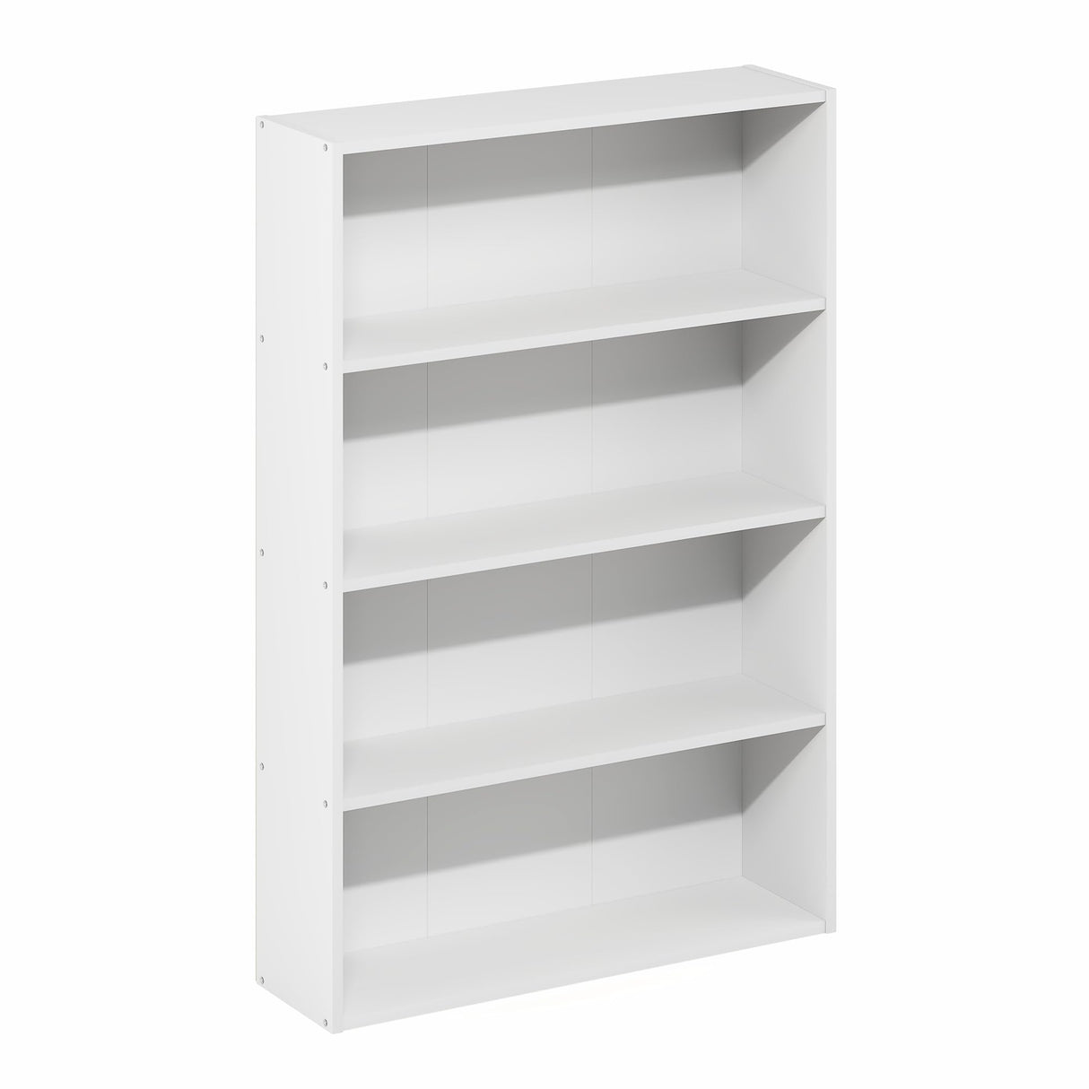 Furinno Basic Book Shelf, 4-Tier Bookcase with Open Shelf, Bookshelf, Cube Storage Organizer, 6 x 24 x 35, for Living Room, Bedroom, Home Office, White