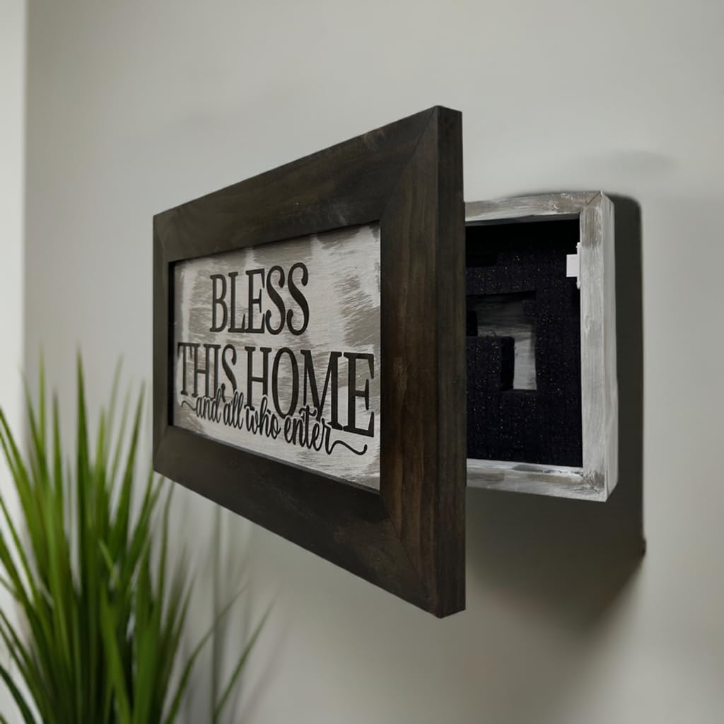 Bellewood Designs Bless This Home And All Who Enter Decorative Wall-Mounted Secure Hidden Gun Cabinet Bellewood Designs
