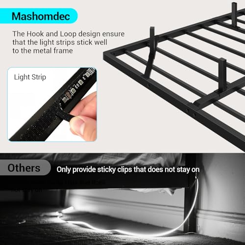 Mashomdec King Size Floating Metal Bed Frame with Smart LED Lights & Charging Station, Metal Platform Bed Base No Box Spring Needed, Easy Assembly, Noise Free Mashomdec