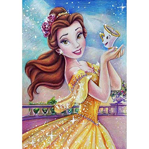 DIY 5D Diamond Art Arts for Adults, Princess Belle Beautiful Princess Full Drill Diamond Embroidery Kit Home Office Wall Art Decor Paint by Numbers 15.7x19.6 inches Better Selection