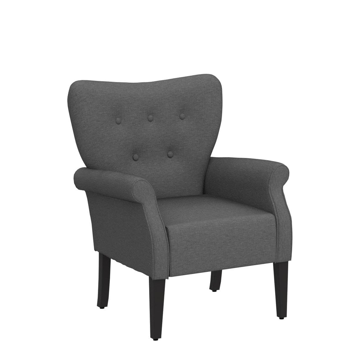 Yaheetech Modern Armchair, Mid Century Accent Chair with Sturdy Wood Legs and High Back for Small Space, Upholstered Fabric Sofa Club Chair for Living Room/Bedroom/Office, Set of 2, Dark Gray Yaheetech