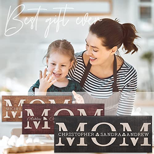 Mothers Day Gifts - Mom Sign Personalized with Kids Names - 4 Wooden Colors, 5 Fonts, 2 Sizes - Custom Rustic Wood Mom Sign GIFTBYGIFTY