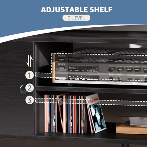 DUMOS TV Stand for 55 60 inch TV, Entertainment Center with Storage Cabinet, Mid Century Modern Media Console Table, Adjustable Hinge, Wooden Television Furniture for Living Room, Office DUMOS