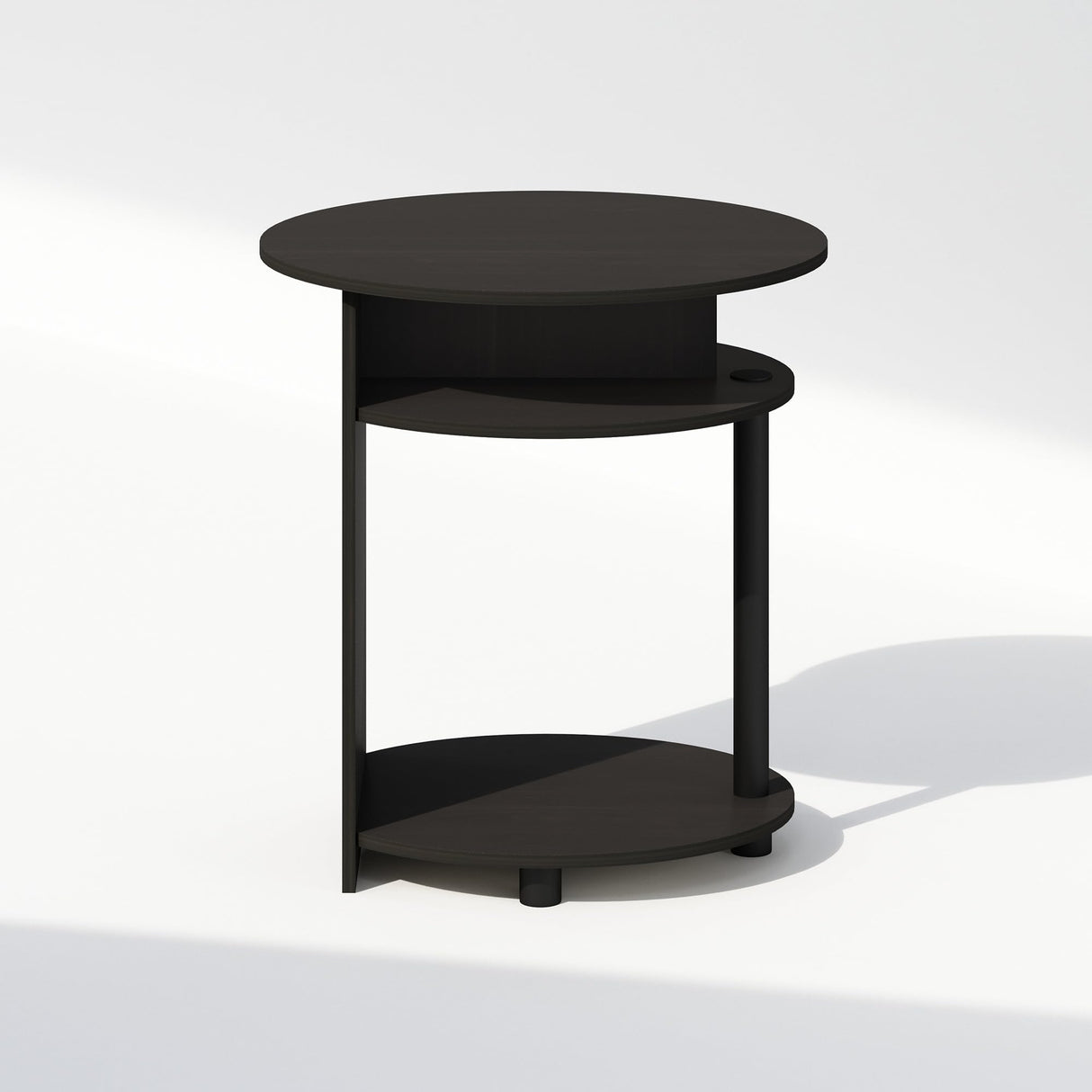 Furinno TIDUR Night Stand, 3-Tier Oval Nightstand with Round Edge Tabletop, Open Shelf Bedside Table, End Table, Side Table, for Bedroom, Living Room, Walnut Furinno