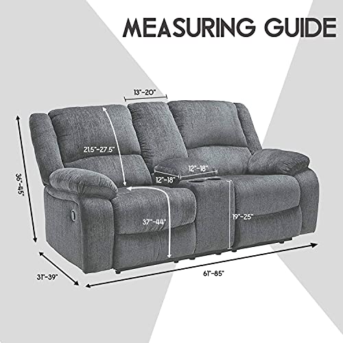ULTICOR Reclining Loveseat with Middle Console Slipcover, 8-Piece Velvet Stretch Loveseat Reclining Sofa Covers, 2 Thick, Soft, Washable, Covers ONLY (Black) ULTICOR