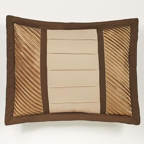 Touch of Class Delta Contemporary Oversized Luxury Bedding | Champagne Gold, Golden Bronze, Dark Bronze | Pleated Polyester Satin | Silky | 4 Piece Bed Set: King Comforter, Bedskirt, and 2 King Shams Touch of Class