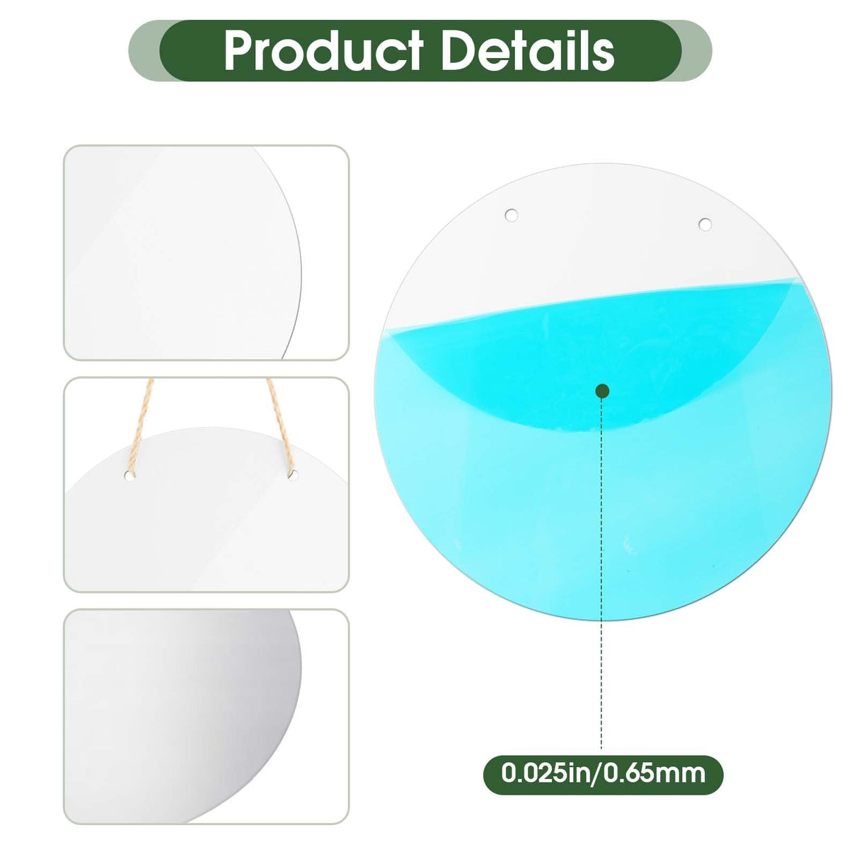 Ickimee 3 Pcs 12" Round Sublimation Door Hanger Blanks, Unfinished Metal Aluminum Circle Blanks for Sublimation Printing, Christmas Wall Hanging Ornaments, Welcome Door Sign with Rope for Heat Press Ickimee