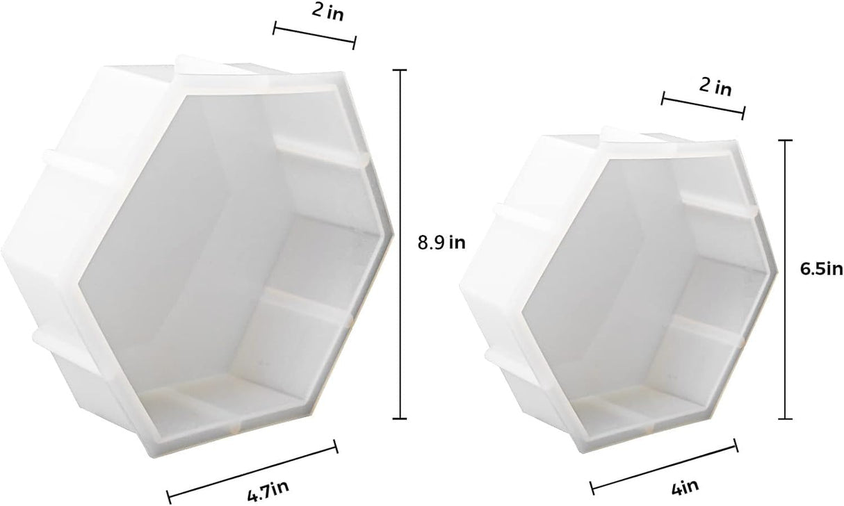 2Pcs Large Silicone Molds for Resin 9 inch 7inch Hexagon Silicone Molds, Hexagon Deep Resin Mold for Epoxy Resin, Silicone Molds for Flowers Bouquet Preservation AOEDEO