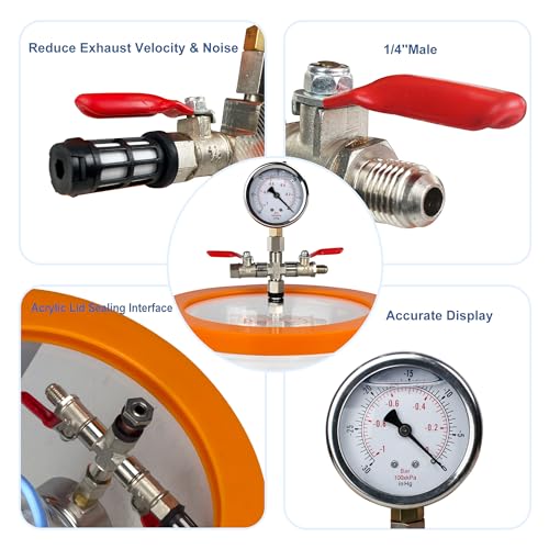 BACOENG 2.8 QT Glass Pyrex Vacuum and Degassing Chamber with Acrylic Lid Perfect for Degassing Silicones, Epoxies and Essential Oils BACOENG