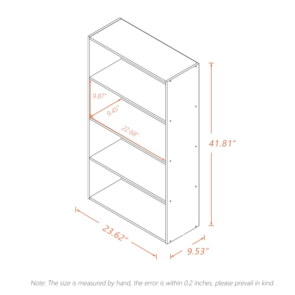NELYE Basic Open Shelf Bookcase - 4-Tier Wooden Cube Storage Shelves Split Bookshelf, White NELYE