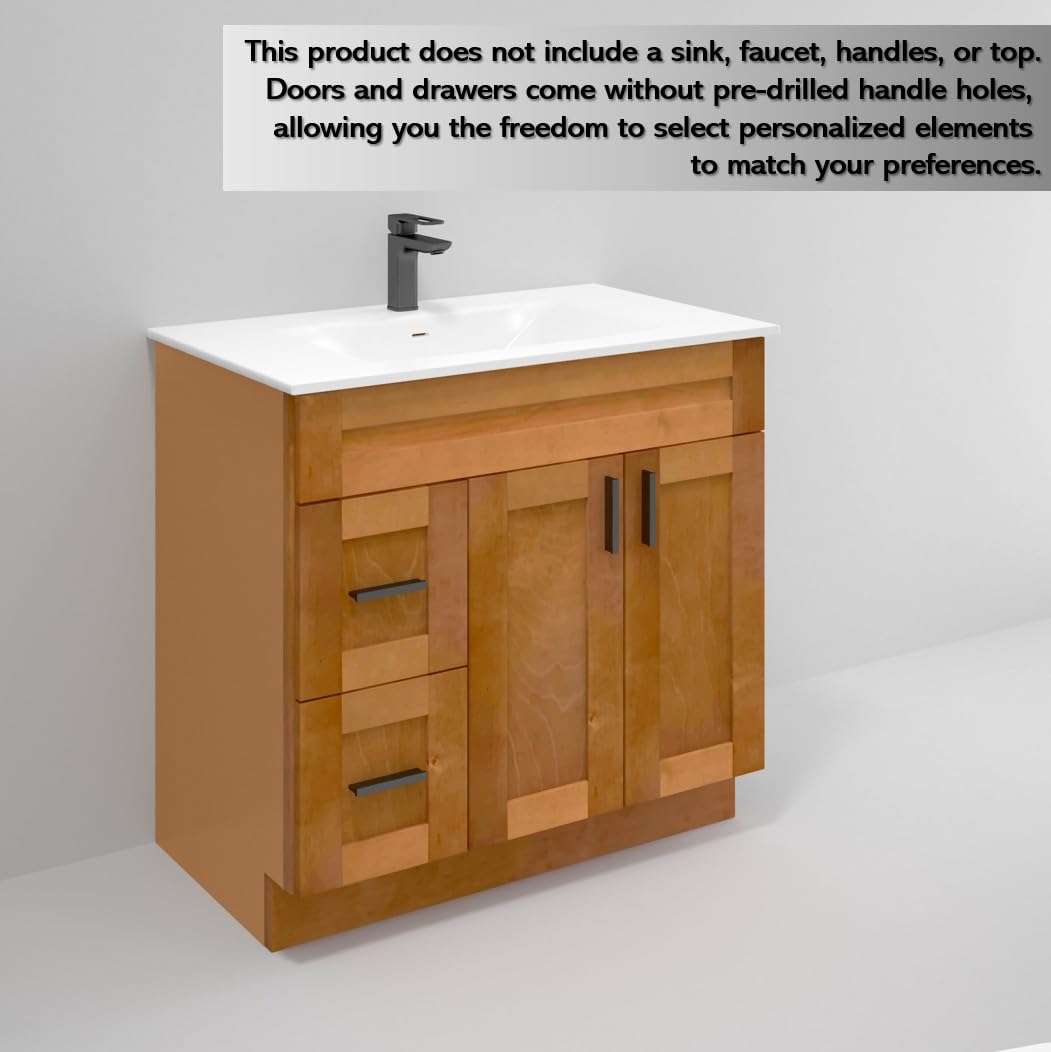 La Royal Maple Shaker Sink Base Bathroom Vanity with Drawers 36" Ready-to-Assemble Bathroom Cabinet Sink Base La Royal