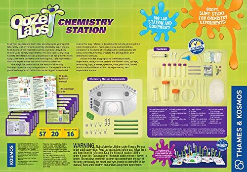 Thames & Kosmos Ooze Labs Chemistry Station Science Experiment Kit, 20 Non-Hazardous Experiments Including Safe Slime, Chromatography, Acids, Bases & More, Multi-Color Thames & Kosmos