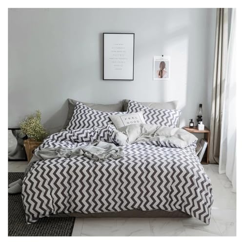 YUSIWOAL Black white Wave pattern Bedding Set Cotton Duvet Cover Set Twin Queen King Single Double Europe Family Size Bed Line,Summer Duvet Cover sets(C,King Size 4pcs) YUSIWOAL