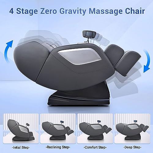 Mazzup Full Body Zero Gravity Shiatsu Massage Chair with Fully Assembled, LCD Screen, Shortcut Keys, USB Charging Port, Heat, for Loved Ones, Parents, Black Mazzup