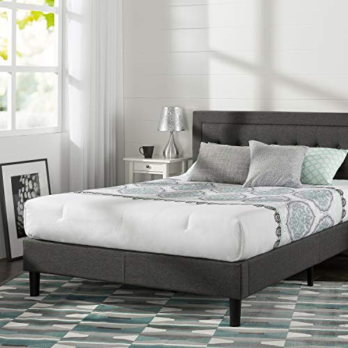 Zinus Dachelle King Upholstered Platform Bed Frame with Wood Slat Support in Dark Grey Zinus