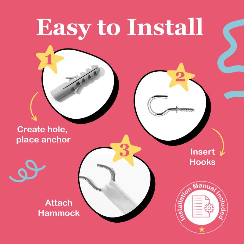 Lilly's Love Stuffed Animal Hammock, 2 Pack | Corner Hanging Organizer, Toy Storage, Stuffed Animal Storage | Easy to Hang Plushie Net w/Anchors & Hooks | Cute Room, Bedroom & Home Decor (White) Lilly's Love