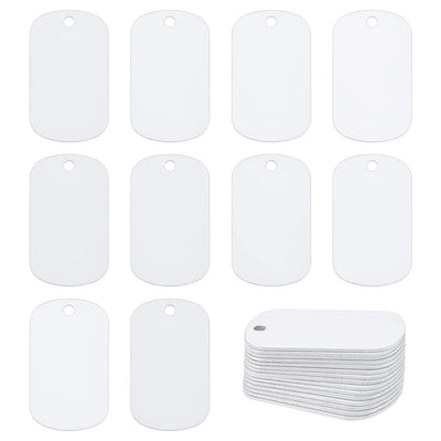 BENECREAT 25pcs Sublimation Aluminum Blank, Rectangle Aluminum Stamping Tag Blank Dog Tag Double Sided Transfer Tags for DIY Keychains, Pets Tags Project, 2x1"