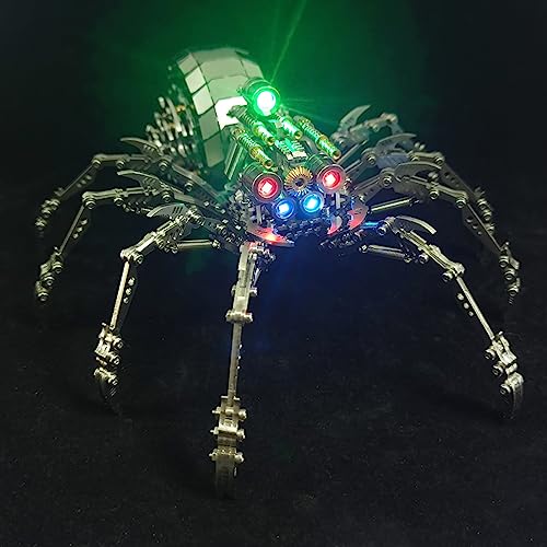 KonHaovF Spider 3D Metal Puzzles for Adults with Light, DIY 3D Metal Model Kits to Build for Adults with Tool, Desktop Model Kits Building Toys for Teens