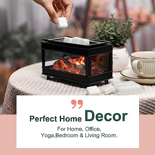 YSong Freestanding Fireplace Wax Warmer,Wax Warmer for Scented Wax,Electric Wax Melt Warmer,Full Metal Wax Melter,Wax Burner Fragrance Warmer for Home Office Gifts&Decor (Three-Sided Glass) YSong
