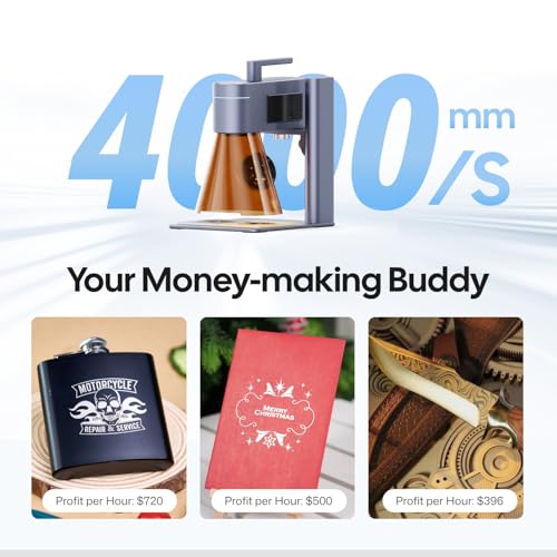LaserPecker LP4 (Ultimate), 10W Diode + 2W IR Dual Laser Engraver Machine 4000mm/s Ultra Fast Speed Handheld Laser Engraving & Cutting Machine - with Air Purifier + Slide Extension + Rotary Extension LaserPecker
