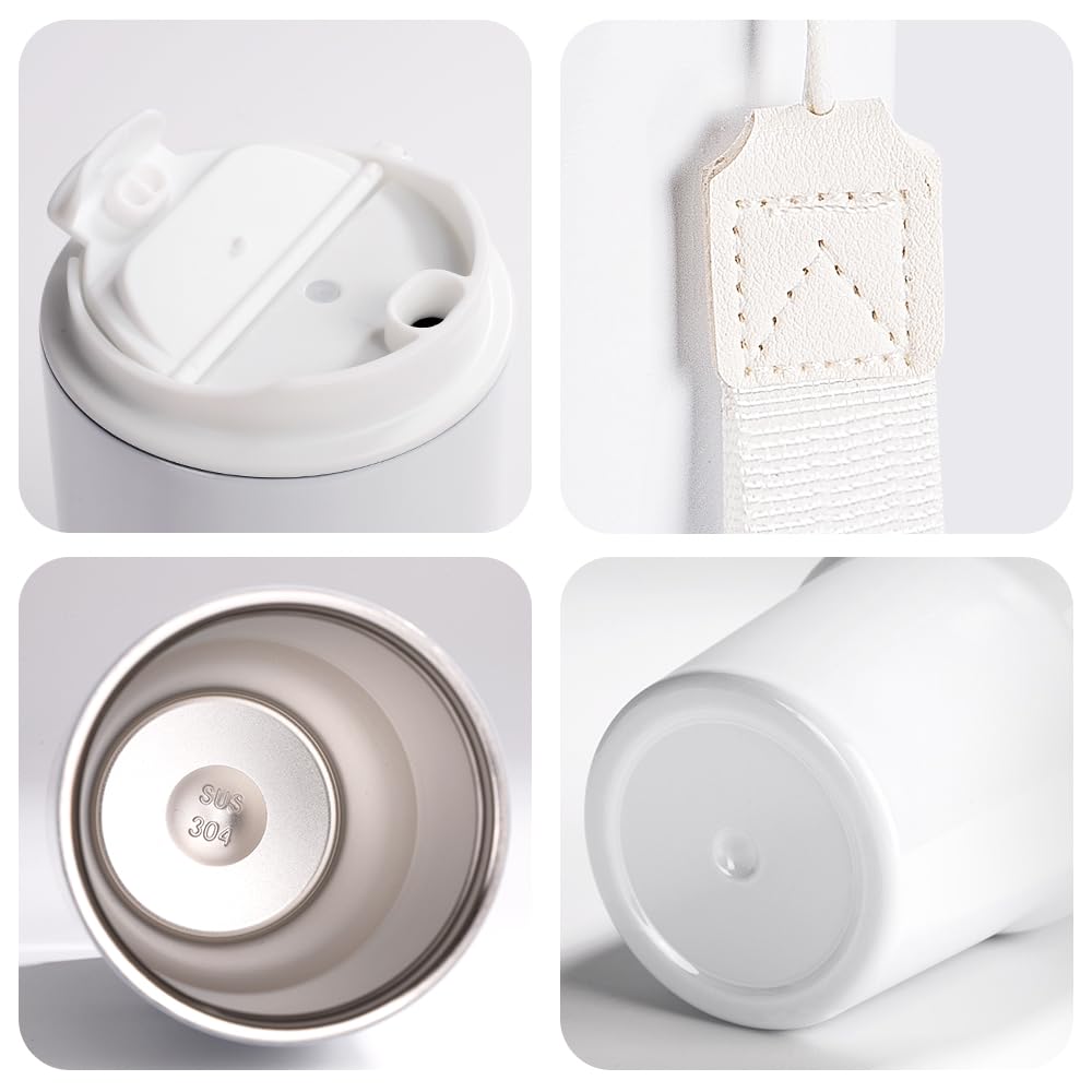 PYD Life 6 Pack Sublimation Tumblers 20 OZ White Blanks with Lid and Plastic Straw Portable String,Stainless Steel Coffee Cups for Tumbler Heat Press Sublimation Oven Printing PYD Life