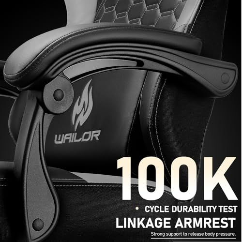 WAILOR Gaming Chair with Massage and Packet Spring Cushion,Ergonomic Gamer Chairs for Adults with Footrest 300lbs,High Back Gamer Leather Chair with Headrest and Lumbar Support WAILOR