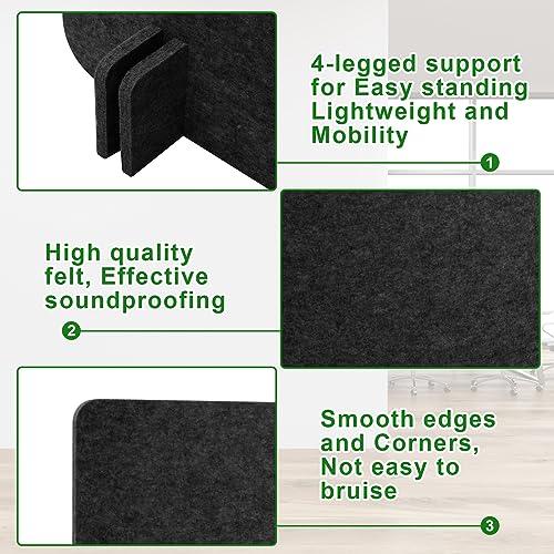 Buryeah 3 Pcs Desk Divider Desk Partition 23.6 x 47.2, 23.6 x 23.6 Stand up Freestanding Cubicle Privacy Partition Reducing Noise Visual Distraction Divider for Office Home School(Deep Gray) Buryeah