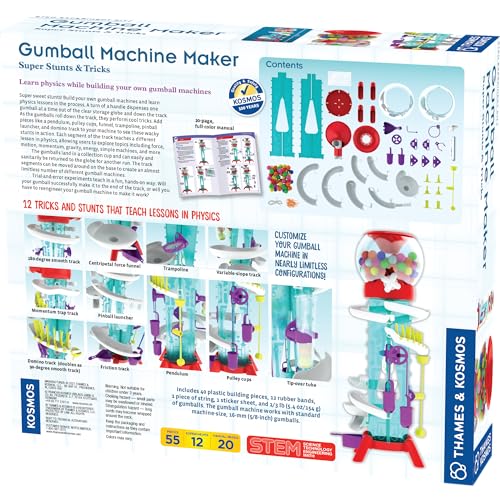 Thames & Kosmos Gumball Machine Maker Lab - Build Machines with Physics & Engineering Lessons | 12 Experiments | Make Your Own Gumball Machines | Includes Gumballs | Award Winner Thames & Kosmos
