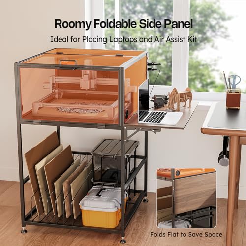 Crafit Laser Engraver Enclosure Cabinet with Exhaust, Laser Engraving Table with Ventilation Fan, Heavy Duty Laser Cutter Protective Cover Tent with Eye Protection, Insulates against Noise Fumes Odors Crafit