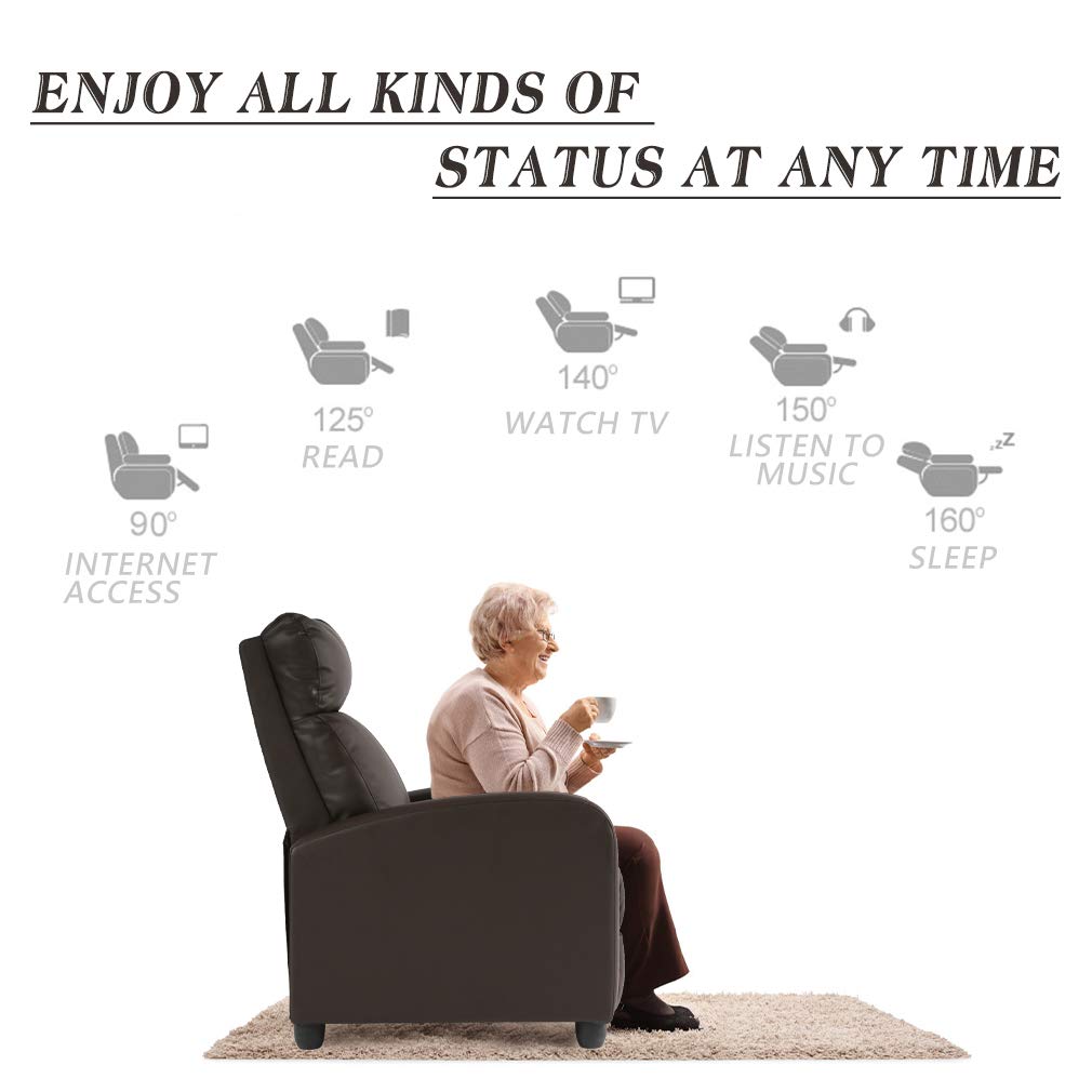 BestMassage | Recliner Chair | with 2 Point Massage Function | Pu Brown | with Lumbar Support, Adjustable Push Back, Footrest & Padded Seat | Easy Assembly | for Living Room, Home Theatre BestMassage