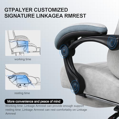 GTPLAYER Gaming Chair, Computer Office Chair with Pocket Spring Cushion, Linkage Armrests and Footrest, High Back Ergonomic Computer Chair with Lumbar Support Task Chair with Footrest GTPLAYER