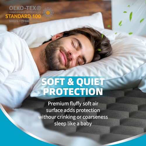 Queen Mattress Protector, Waterproof Mattress Pad Noiseless with Deep Pocket for 8-21 inches Mattress, Soft & Breathable Bed Mattress Cover Washable for Home, Bedroom, Hotel Queen Size (Dark Gray) Kmall