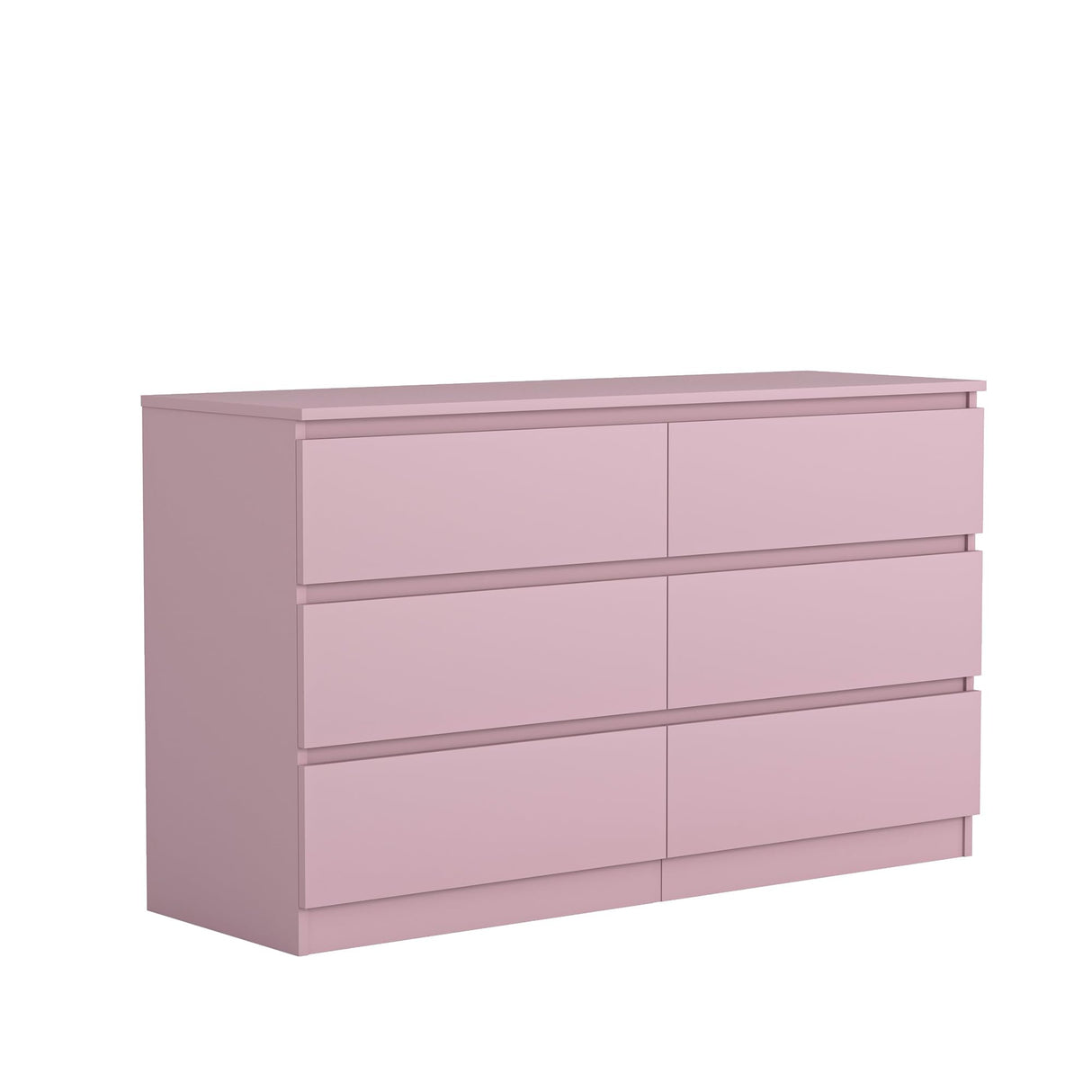 Vibe & Dine 6 Drawer Double Dresser, Modern Chest of Drawers with Wide Storage for Closet, Bedroom, Living Room, Pink Vibe & Dine