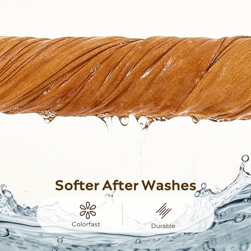 JELLYMONI 100% Washed Cotton Duvet Cover Full – Soft, Breathable Linen-Look Bedding with Natural Wrinkle Texture, Button Closure, 3-Piece Set (Amber Orange, 80"x90") JELLYMONI
