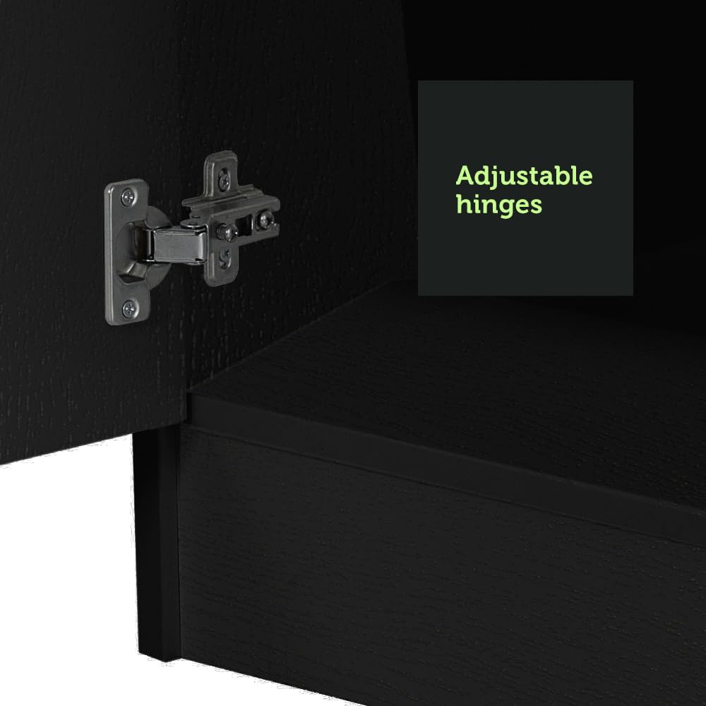 Madesa 2 Door Wardrobe Armoire Closet Hanging Storage Spacious Cabinet with Shelf 31 Inch Modern Organization Unit for Bedroom and Office - Black Madesa