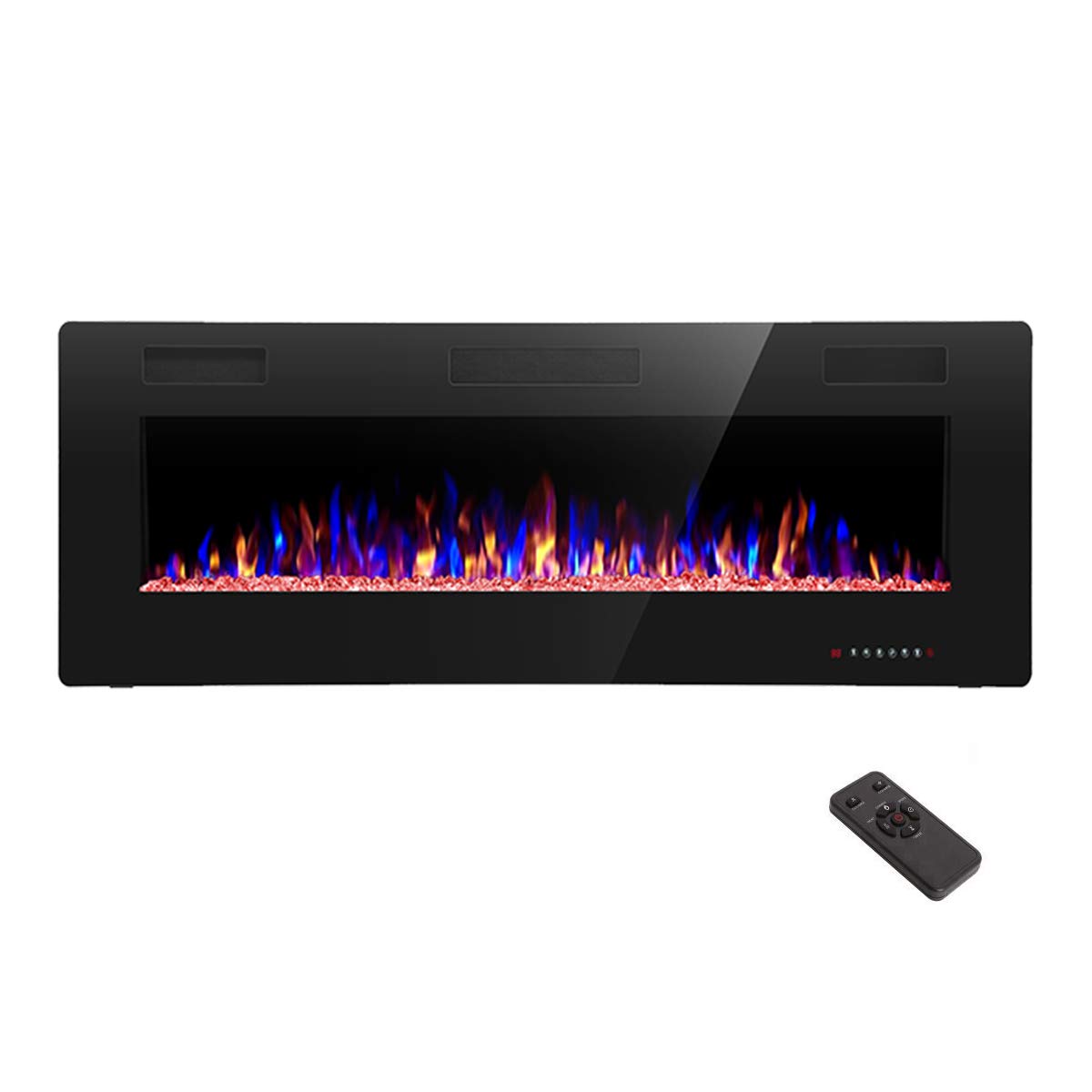 R.W.FLAME Electric Fireplace 50 inch Recessed and Wall Mounted,The Thinnest FireplaceLow Noise, Fit for 2 x 4 6 Stud, Remote Control with Timer,Touch Screen,Adjustable Flame Colors Speed R.W.FLAME