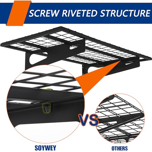 2-Pack 1.5x3FT Garage Shelving 17.7-inch-by-35.8-inch Wall Shelf Garage Storage Rack Wall Mounted Floating Shelves, Black Soywey