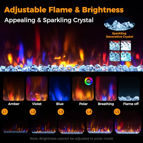 SIMOE 23" Electric Fireplace Inserts, 1500W Recessed Fireplace Heater with Remote Control, 6 Flame Colors & 5 Brightness, 8H Timer, Infrared Quartz Fireplace Insert for Indoor, 23" W x 17" H SIMOE