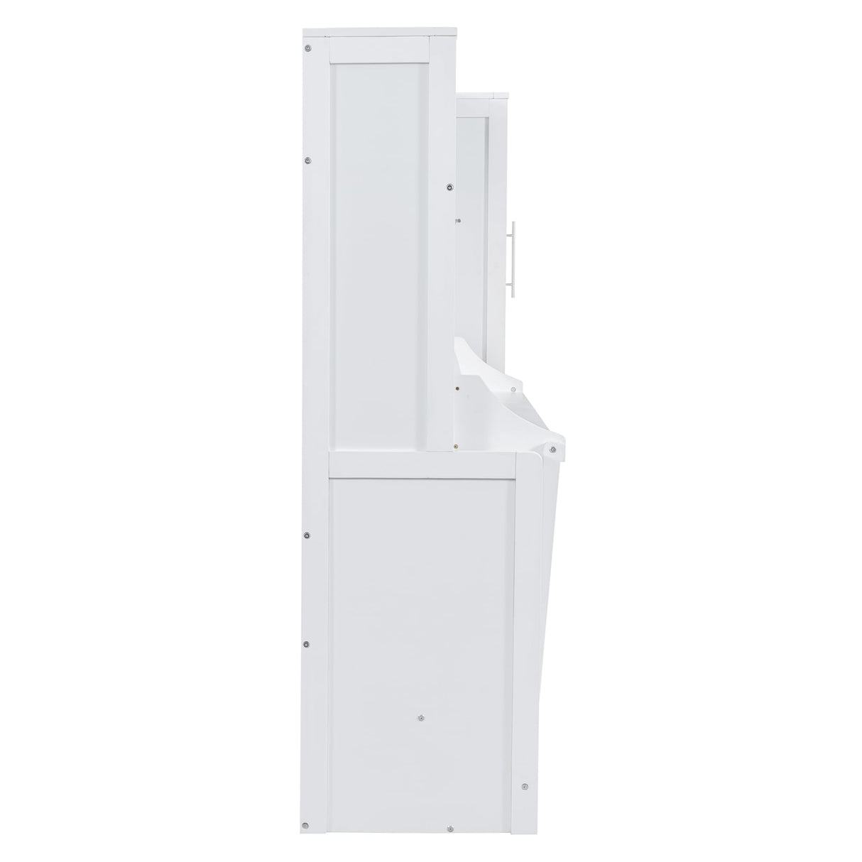 Linique Full Size Murphy Cabinet Storage Wall Bed with Closet and Drawers and Built-in Top Shelf,Hide a Bed on a Wardrobe Space Saving Design,White Linique