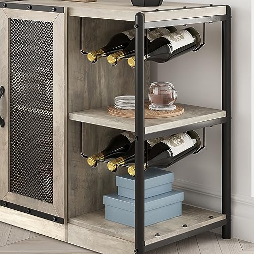 GAOMON Wine Bar Cabinet, Liquor Cabinet for Liquor and Glasses, Industrial Bars & Wine Cabinets with Storage and Wine Rack, Home Bar Furniture for Dining Room, Living Room, Kitchen (Grey) GAOMON