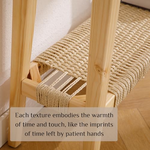 chairus Entryway Table with Storage Farmhouse Narrow Console Table 46” Rattan Sofa Table for Entrance Hallway, Living Room, Oak chairus