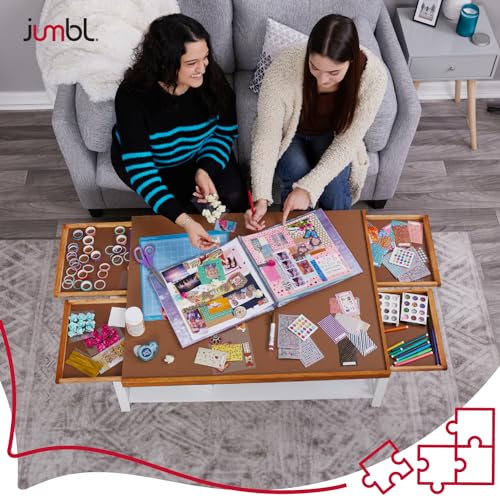 Jumbl 1000-Piece Puzzle Board | 23” x 31” Wooden Jigsaw Puzzle Table with 4 Removable Storage & Sorting Drawers | Smooth Plateau Fiberboard Work Surface & Reinforced Hardwood | for Games & Puzzles Jumbl