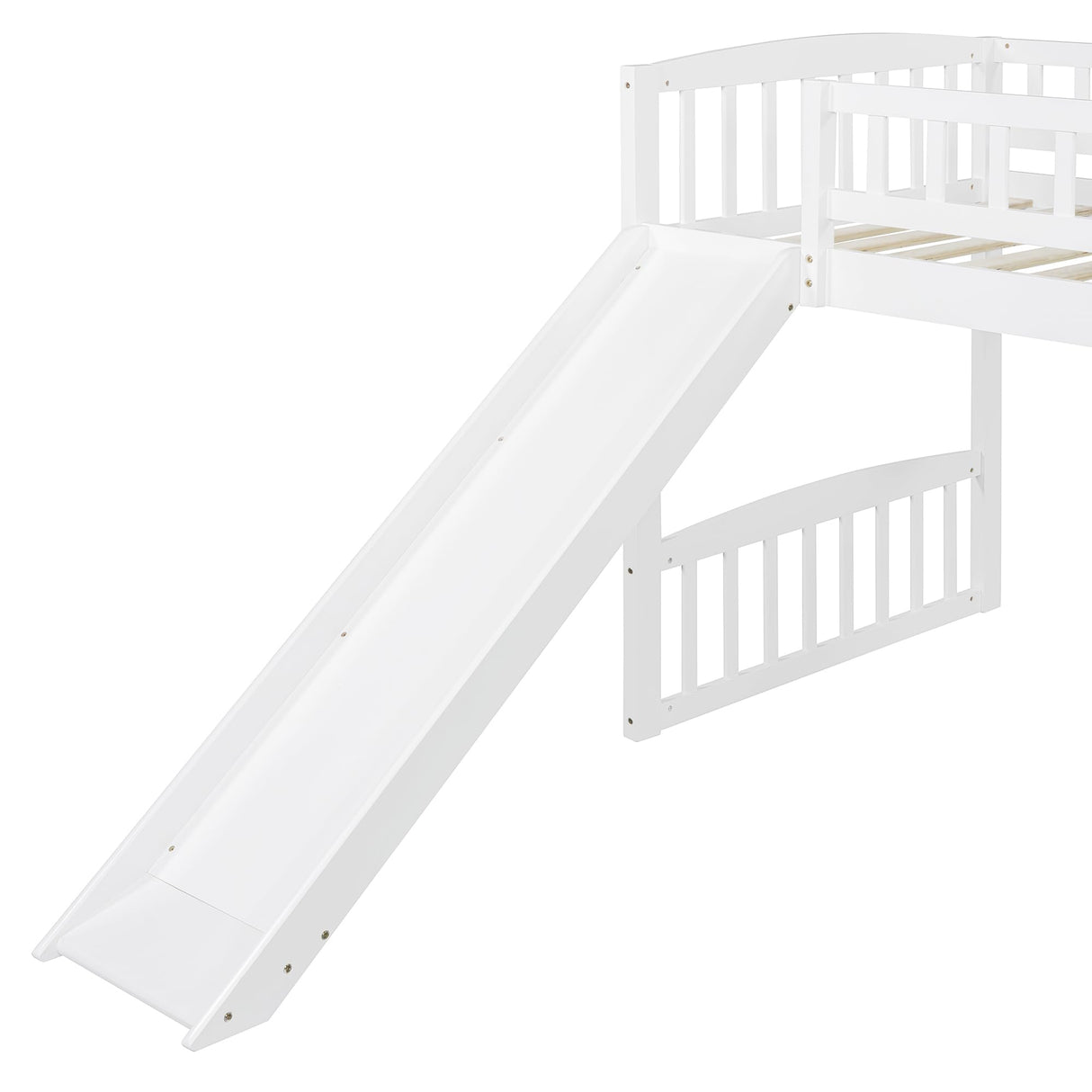 Merax Twin Size Loft Bed with Slide and Ladder, White Wooden Bed Frame, No Box Spring Needed Merax