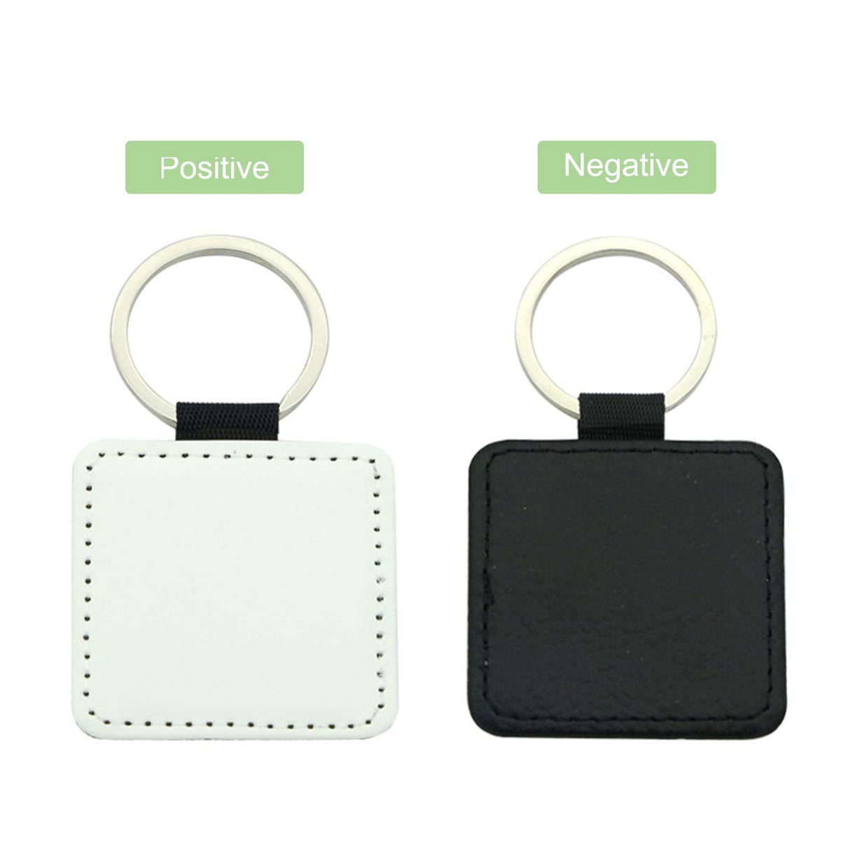12 Pcs Sublimation Blank Keychains,PU Leather White Keychains Ornament Pendants for Man Women Crafts Heat Transfer (Square) Jippedea