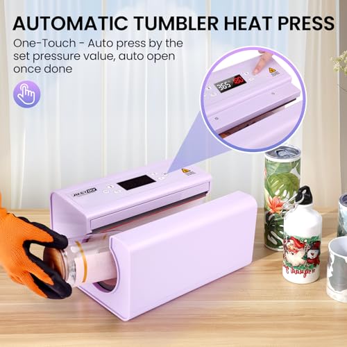 AKEYDIY Auto Tumbler Heat Press Press - Mug Heat Press Machine Heat Up Quick & Even for 20oz 30oz Sublimation Tumblers Cups Glasses and Mugs (Purple) AKEYDIY