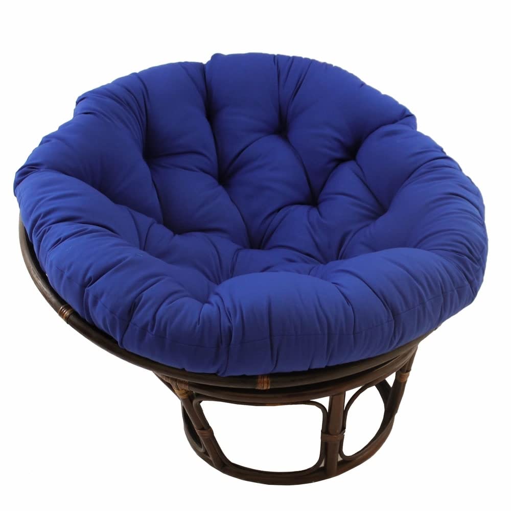 International Caravan Furniture Piece 42-Inch Rattan Papasan Chair with Solid Twill Cushion International Caravan