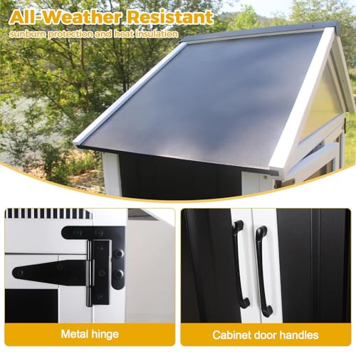 Outdoor Storage shed Small Storage shed with Floor Wooden Frame Lockable Metal Door Adjustable Shelves Cabinets Waterproof Large Capacity Storage Tool Cabinet Box for Backyard Garden Patio Lawn Agitree