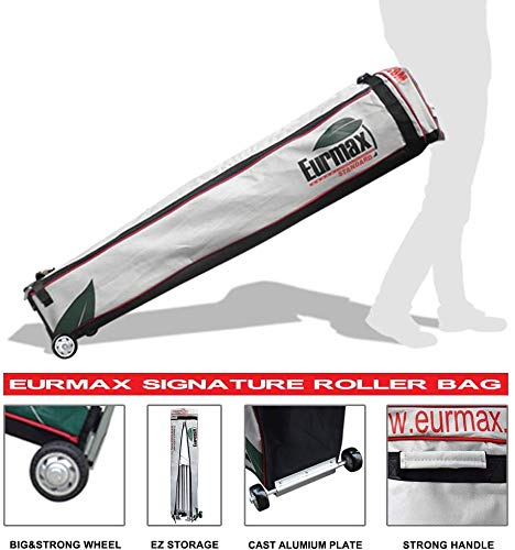 Eurmax USA 10 x 10 Pop up Canopy Commercial Tent Outdoor Party Canopies with 4 Removable Zippered Sidewalls and Roller Bag Bonus 4 Canopy Sand Bags & 24 Squre Ft Extended Awning (Beige) Eurmax